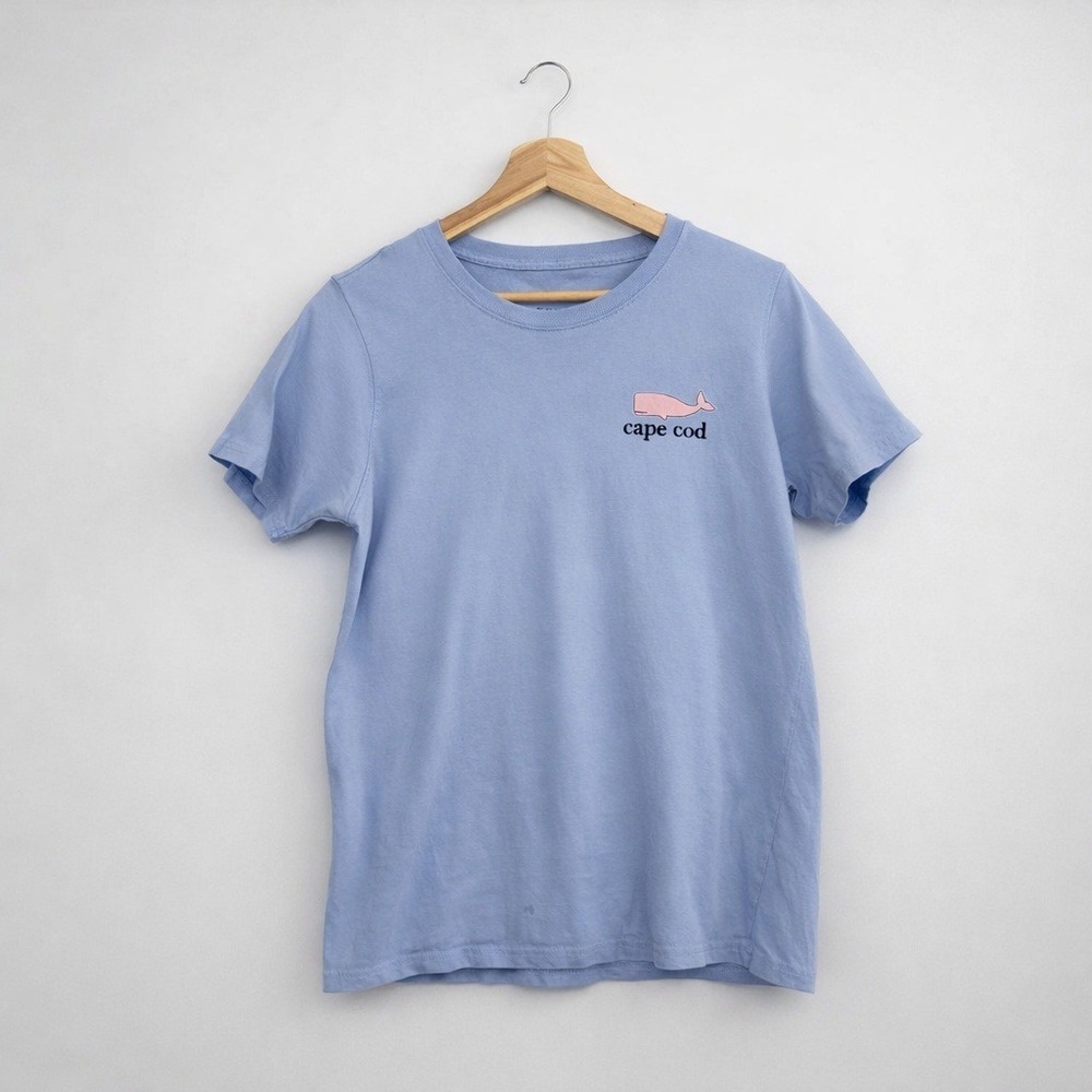 Cuffy's Cape Cod Girls T-Shirt Size Medium Blue Pink Whale Beach Souvenir Tee